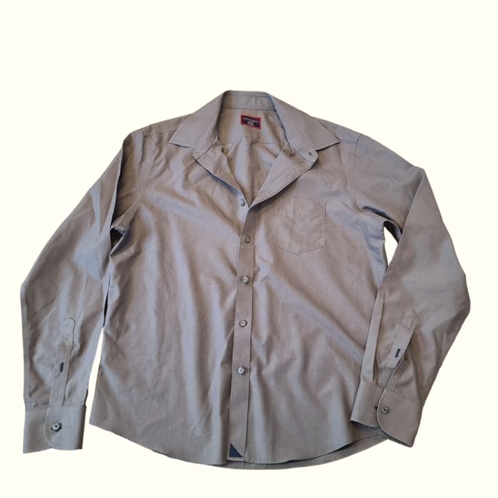 UNTUCKit long sleeve Button down Dress shirt wrinkle free Gray